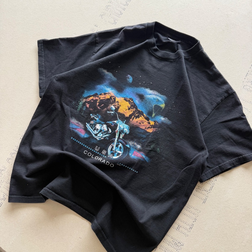 Vintage 90's Harley 3D Emblem Style Colorado Motorcycle T-shirt